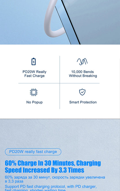 PD 20W Type C Fast Charging Cable for iPhone & iPad - Blitzy Watch 
